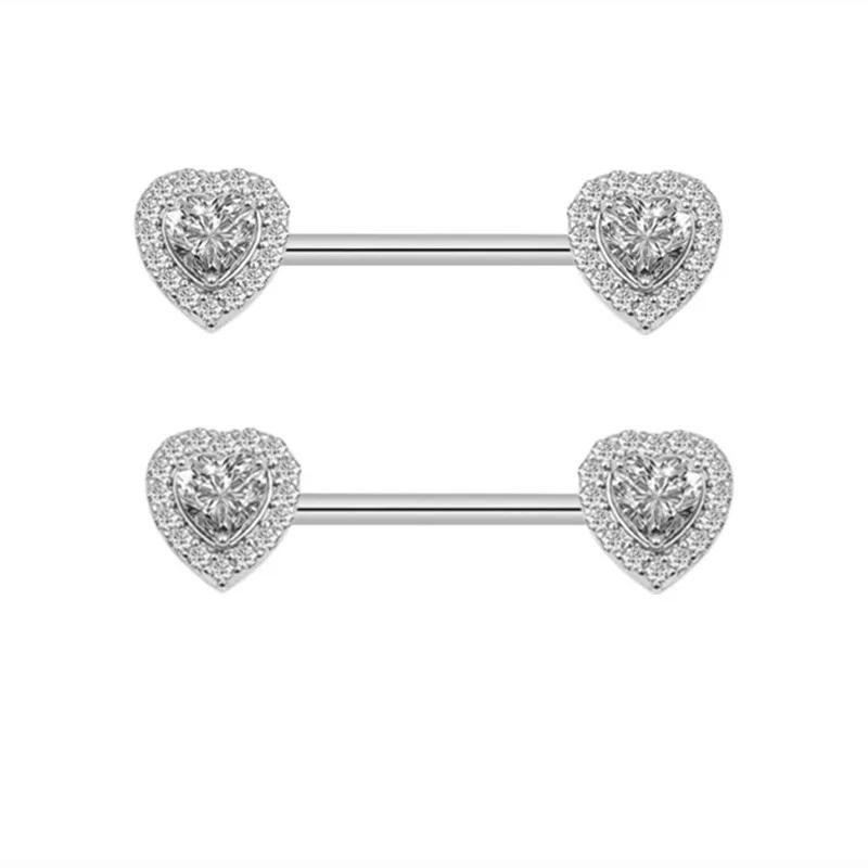Rosa Herz Brustwarzenpiercing Stange Set Glänzende Kristall Brustwarzenringe Großpackung Für Frauen Blume Brustwarzen Schmuck Packung Piercing Teton Mengen