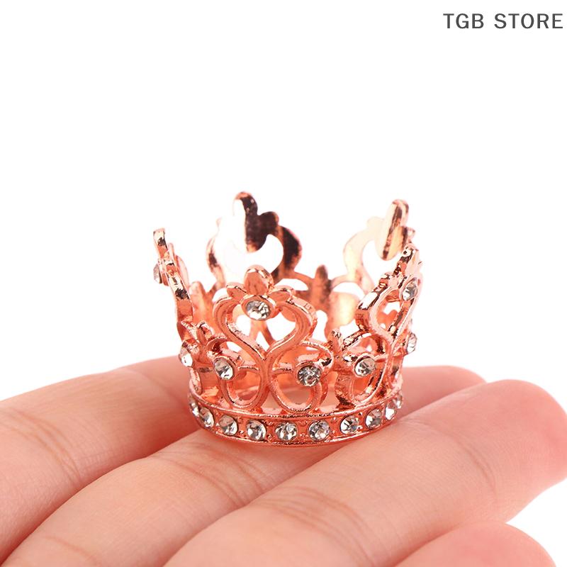 Mini Princess Crown 1/12 Dollhouse Rhinestone Crowns Small Tiara Dollhouse Decoration Accessories For Dolls
