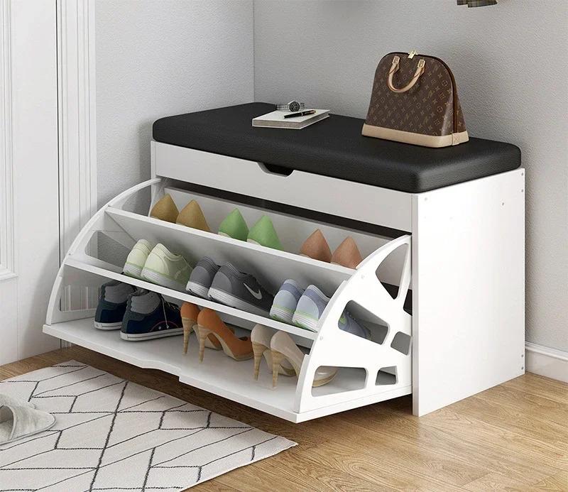 Nordic Wood Shoe Cabinet Home Door Shoe Changing Stool for Living Room Furniture Modern Simple Bench Storage Shoe Rack Organizer