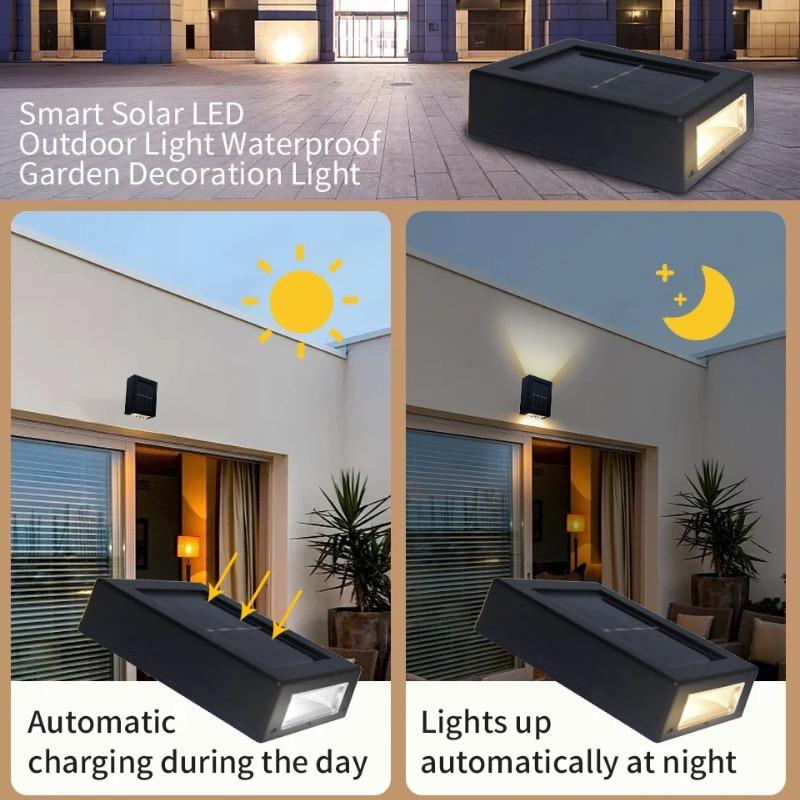 2LED Outdoor Solar Wall Lamp LED Solar Garden Light Waterproof Up And Down Glow Wall Light For Balcony yard Street Landscape Decor