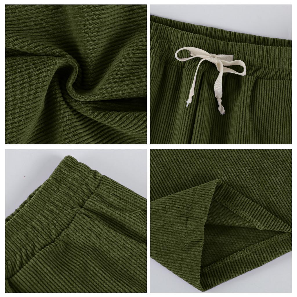 Men's Casual Shorts With Elastic Waist Drawstring And Corduroy Fabric, Stylish Design