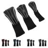 3pcs Club Head Cover with Spare Number Plates Long Neck Scratch Proof Breathable PU Club Headcover F