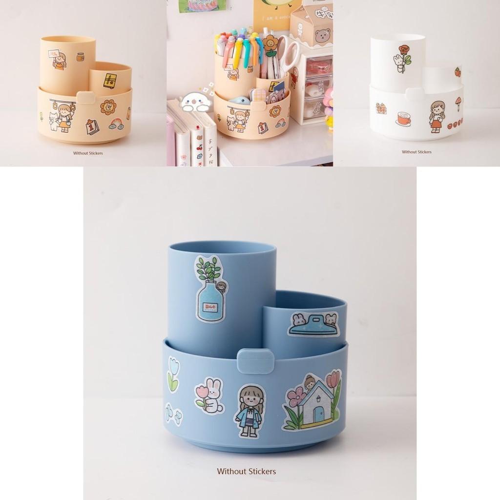 Multifunktionaler Schreibtisch-Stifthalter mit 3 Fächern und Drehfunktion