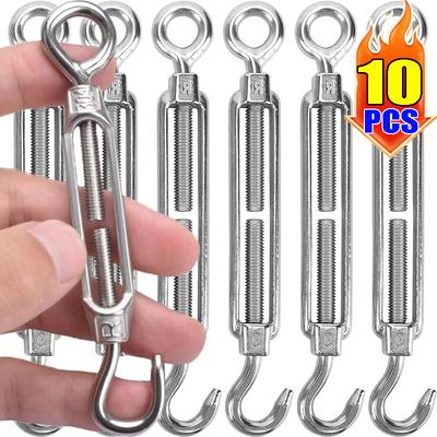 1-10PCS Tendeurs à crochet et œil en acier inoxydable Réglables Tendeur de câble métallique Tendeur de type OC Gréement Voile Jardin