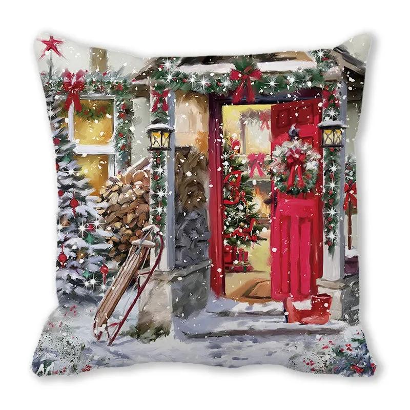 Merry Christmas Pillow Case Sofa Cushion Covers Xmas Party Decorative Pillowcases Happy New Year 2024 Navidad  Gifts