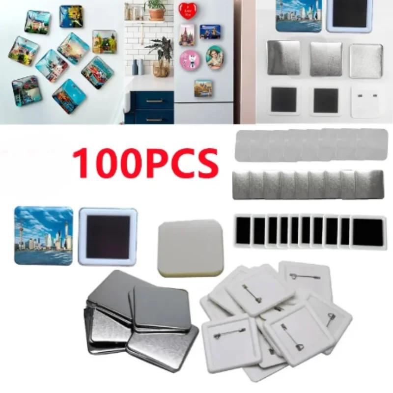 Pin Badge Making Metal Supplies 100Pcs/set Square Badges Back Button Parts for Button Maker Machine DIY 50*50MM Badges Gifts