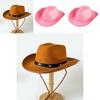 Pink Denim Cowboy Hat With Metal Rivets For Festival And Themed Events