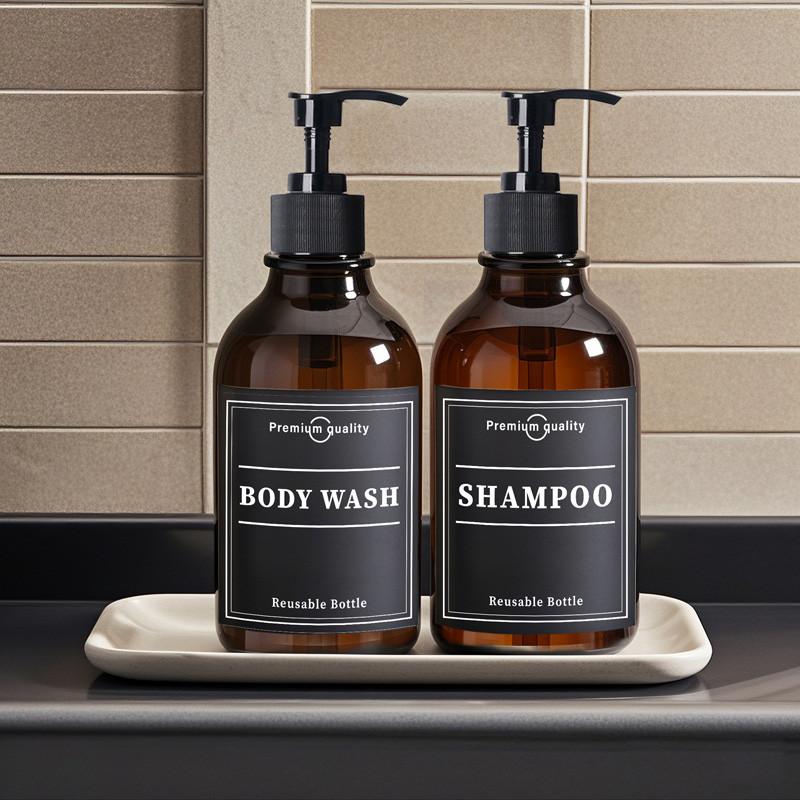 500ml Shampoo Conditioner Bodywash DIspenser Bottle Wall Mounted Bathroom Farmhouse Decor Soap Bottle with Sticker