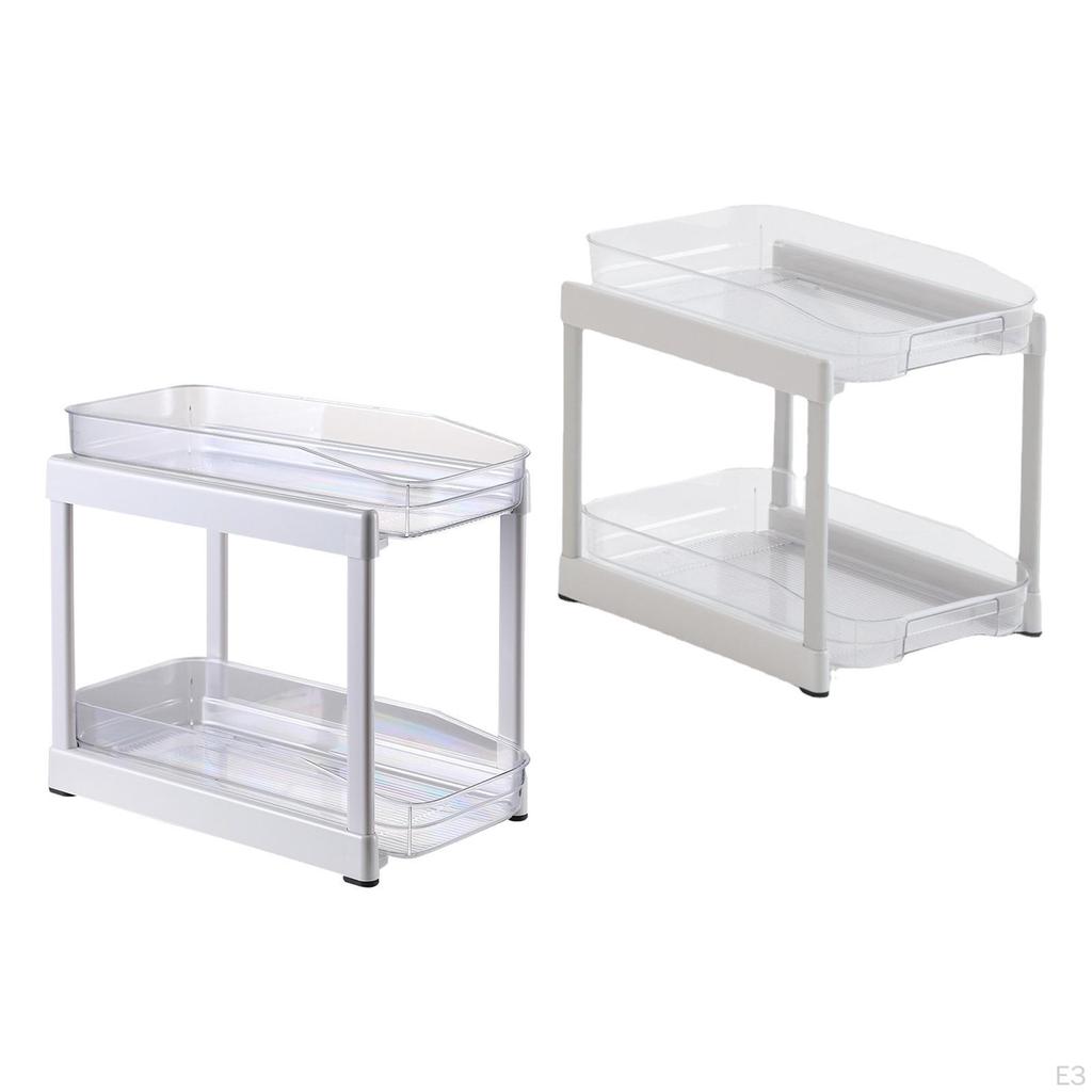 2 Tier Pull Out Drawer Storage Containers under Sink Organizer Stackable