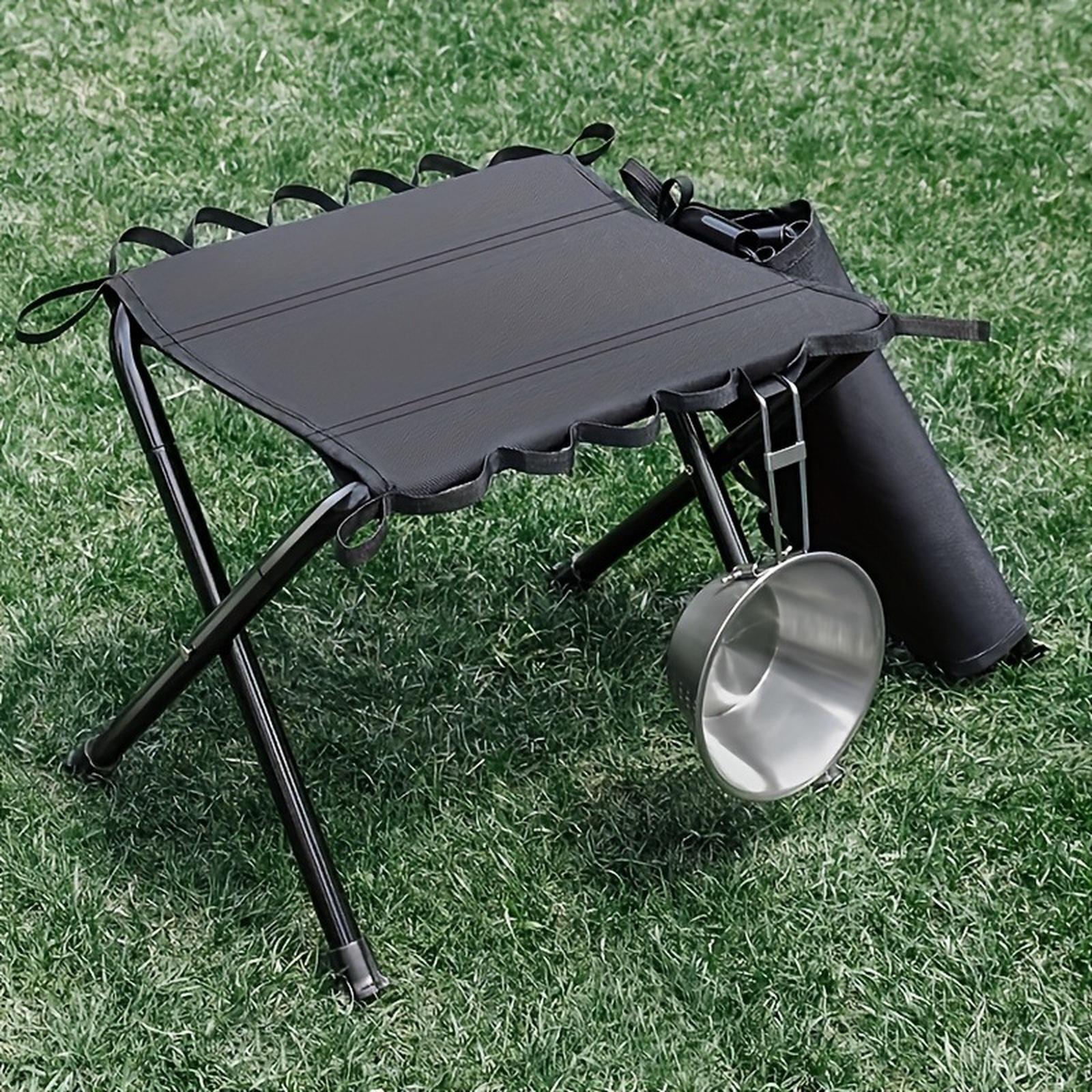

[Portable Folding Stool] 286 Portable Folding Stool - Lightweight Aluminum Frame, Black Mesh Seat - Outdoor Camping One Size