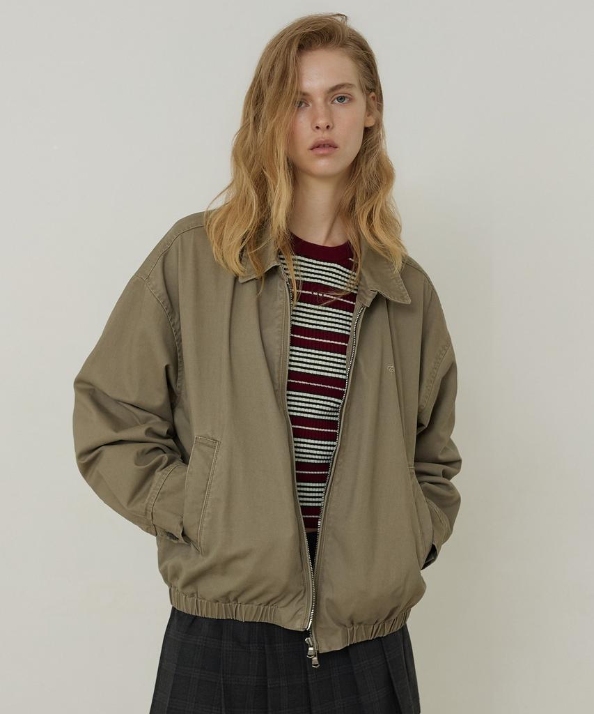 CITYBREEZE Stand Collar Cotton Blouson Jumper_Light Khaki