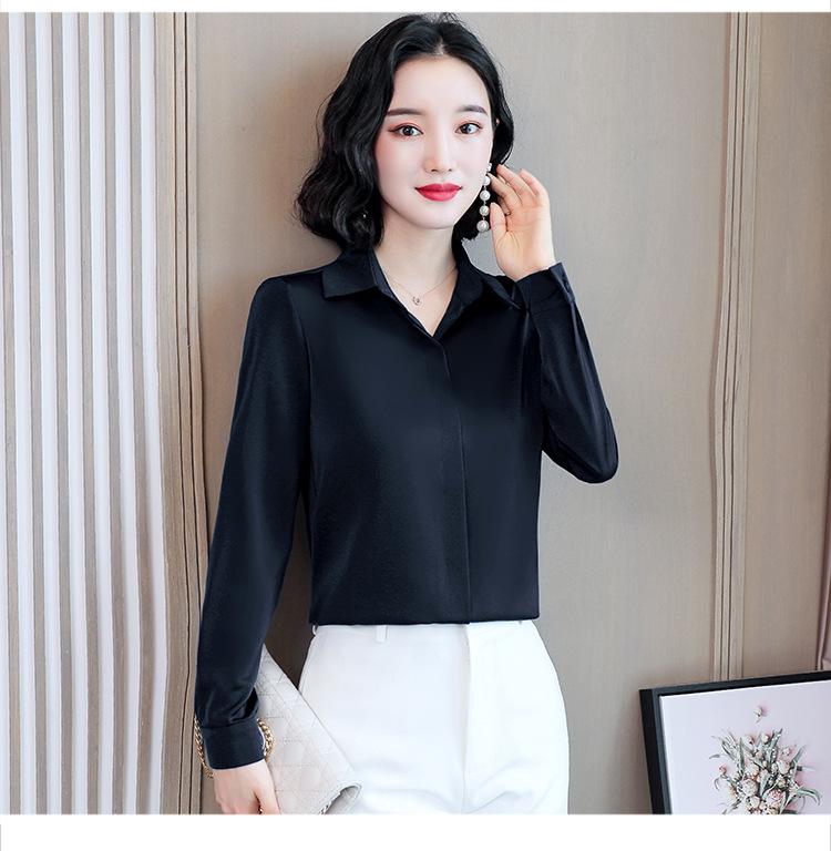 Women's Long-Sleeve Silky Satin Acetate Shirt - Early Autumn Trendy Design