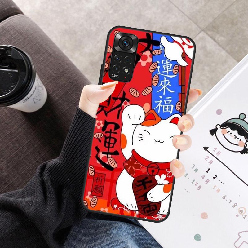 Japanese Lucky Cat Case For Xiaomi Redmi Note 11 10 9 8 12 Pro 10S 11S 12S Cover For Redmi 9 10 10A 9C 10C 12C