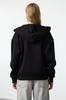 Women's Fashion Stylish Sweatshirt Black Black Accessory Detailed Hooded Relaxed Comfortable Fit Knitted Sweatshirt