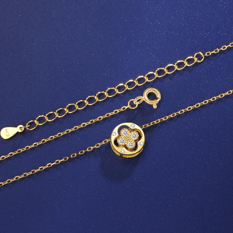 925 Sterling Silver Four-Leaf Clover Necklace: Lively Forest Style, Light Luxury, Versatile Jewelry for Women