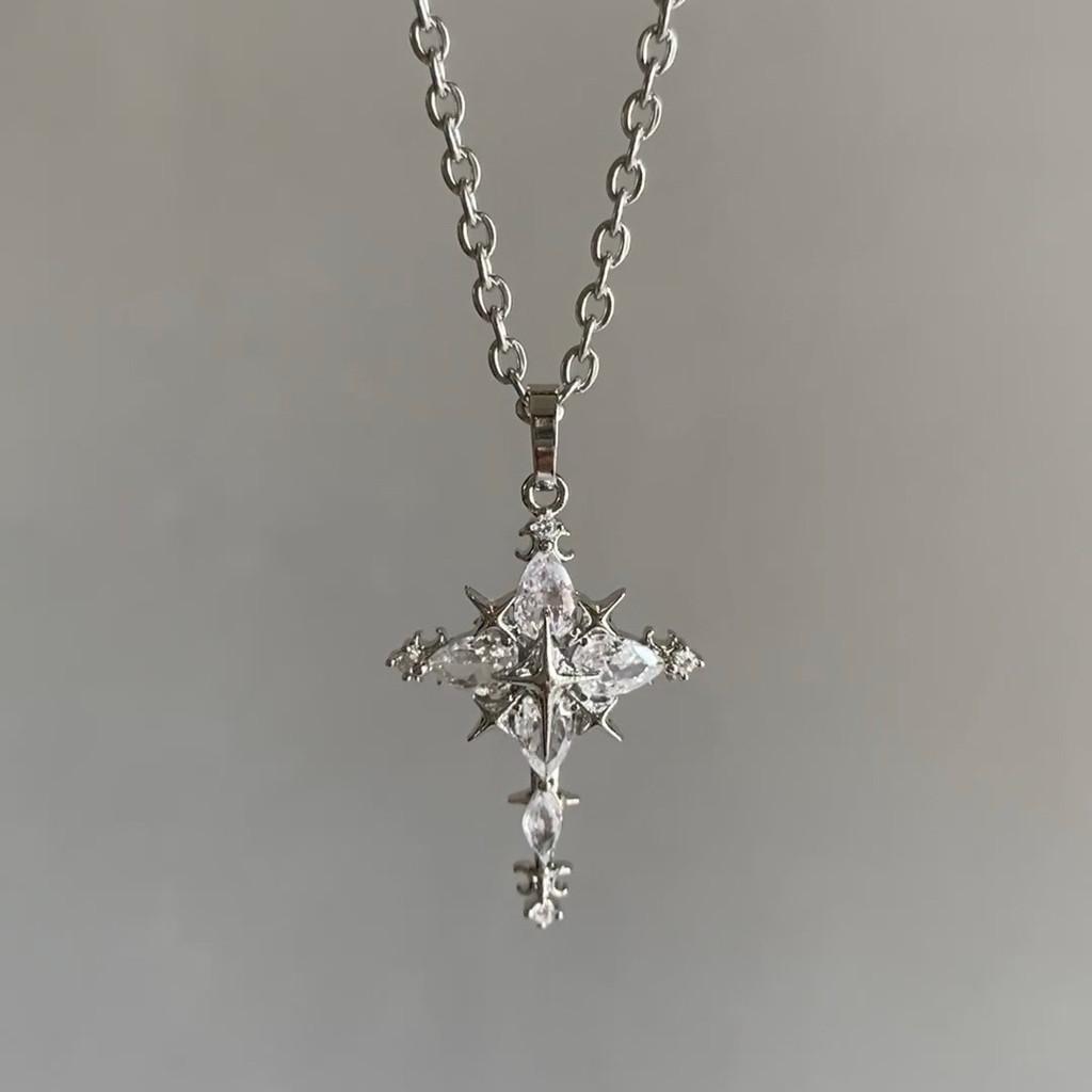 

Cool Style Cross Pendant Necklace With Diamondinlaid Titanium Steel Chain For Summer 2025