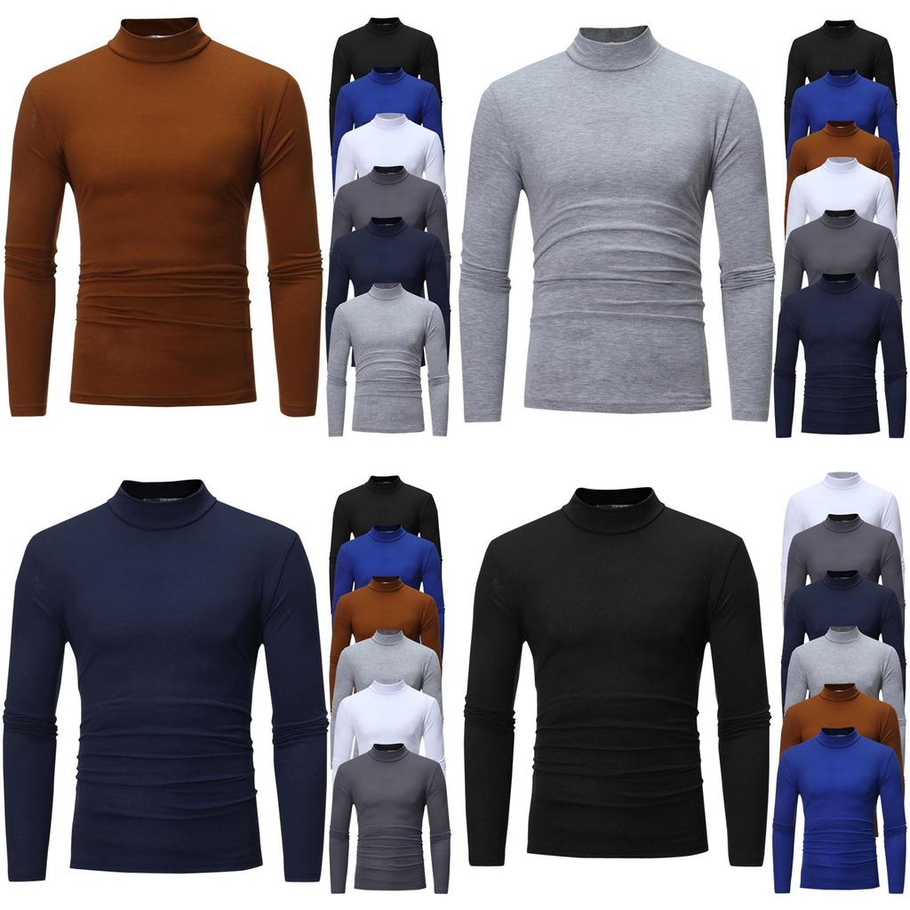 Men's Warm High Neck Solid Color Pullover Jumper Sweater For A Stylish Look