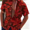 Hawaïaanse Lelie Tropische Bloemendruk Heren Knoop-Down Korte Mouw Shirt