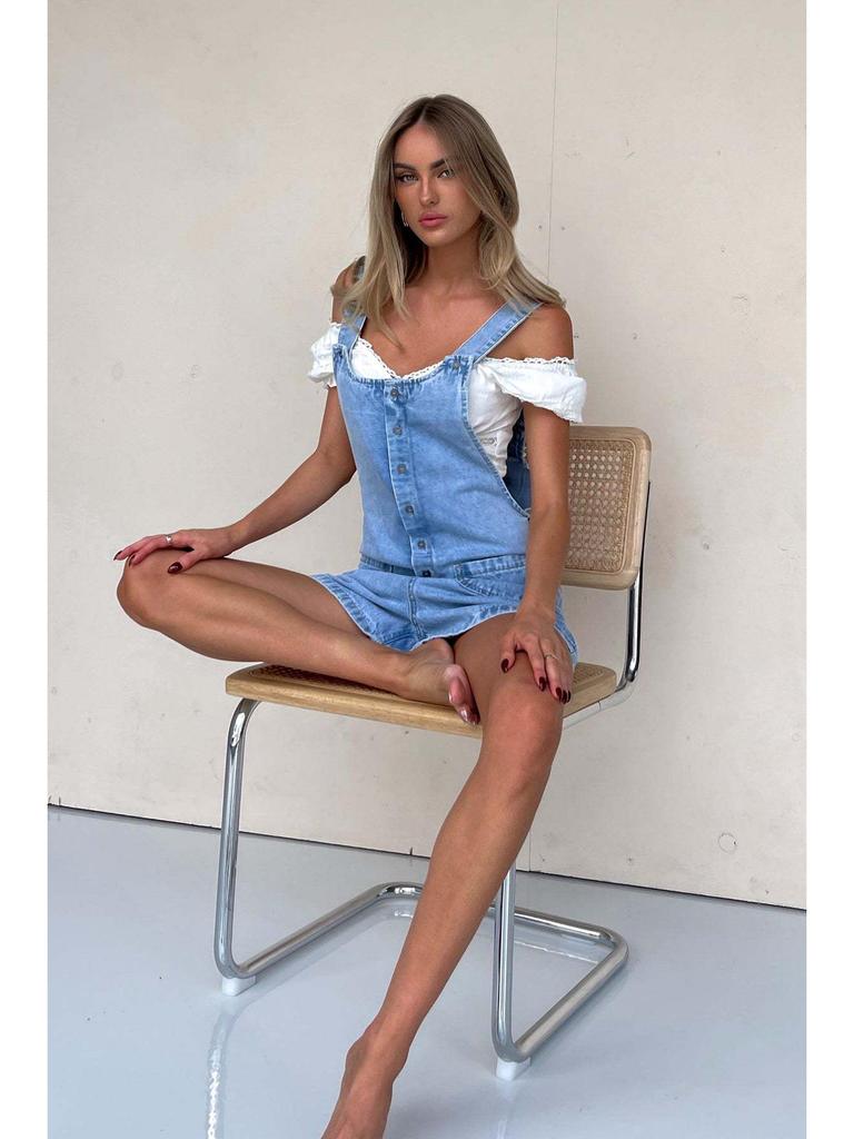 2025 European & American Women's Slim Fit Denim Overall Shorts