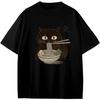 Chat Ramen Vintage Grands Yeux Chaton Noir Nouilles Soupe Kawaii Japonais Art Anime Cadeau Filles Garçons Adolescents T-Shirt