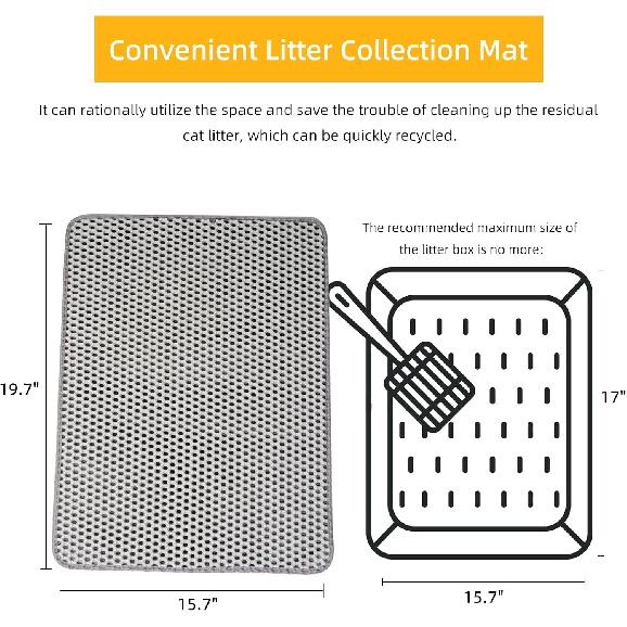 Cat Litter Mat, Honeycomb Cat Litter Mat, Double Layer Waterproof Cat Litter Mat Litter Trapping Mat, Prevents Cat Litter Scattering, Easy to