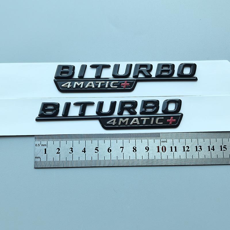 Flat Letters V8 Biturbo 4matic+ Car Emblem for Mercedes Benz AMG C43 C63 C63S W204 W205 C205 S205 W206 Fender Rear Star Sticker STUVW1