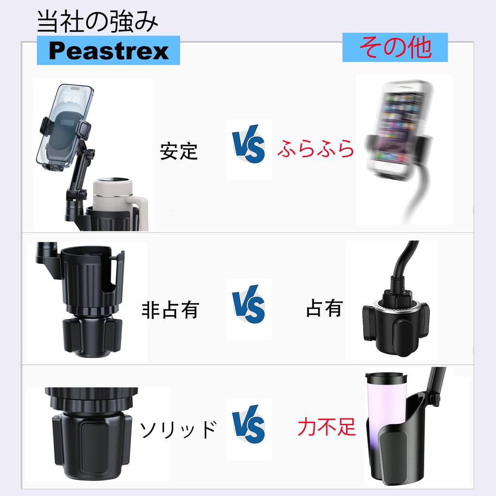 Universal Cup Holder Phone Mount with Expander Long Rotating Cup Phone Holder for Fits All iPhone Galaxy Smartphones and Most Truck Bottles 2-in-1
