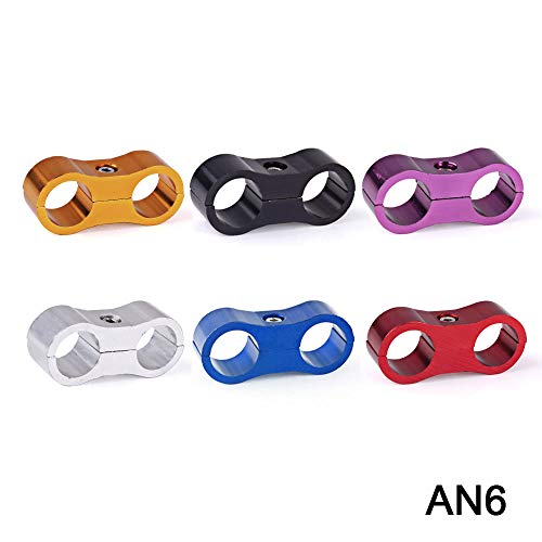 MUGE Tubing Separator Clamp Fitting Hose Separator Clamp Hose Clamp Car Oil Cooler Aluminum Alloy AN6 4 Pieces Universal (Silver, AN6)