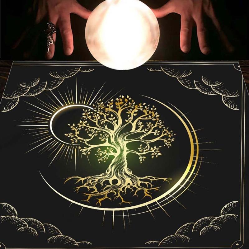 Tarots Card Tablecloth Altars Cloth Moon Sun Tree Astrologys Tablecloth Decors