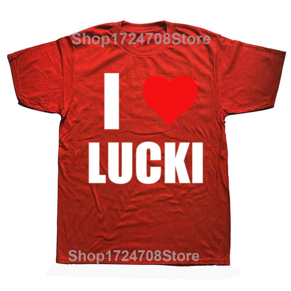Summer Style I Love Lucki Heart Fuuny T Shirt Casual Fashion Loose Short Sleeve Streetwear Tshirt Hipster Hip Hop Y2k Clothing S