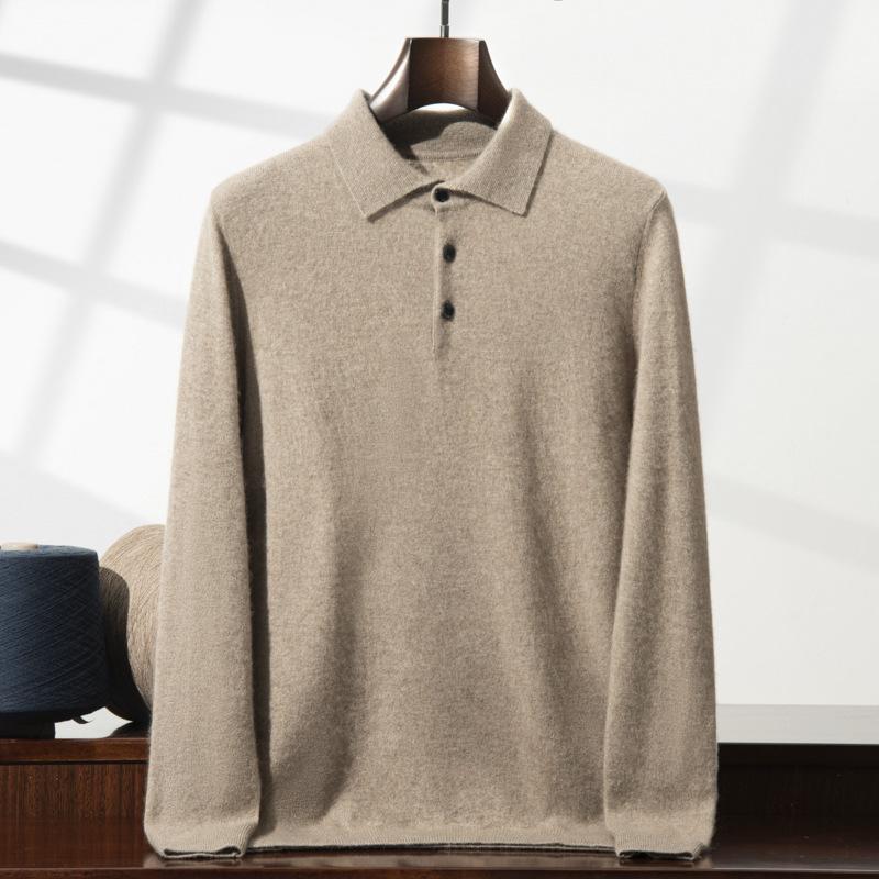 POLO neck cashmere sweater 2025 new flat middle-aged loose pullover sweater