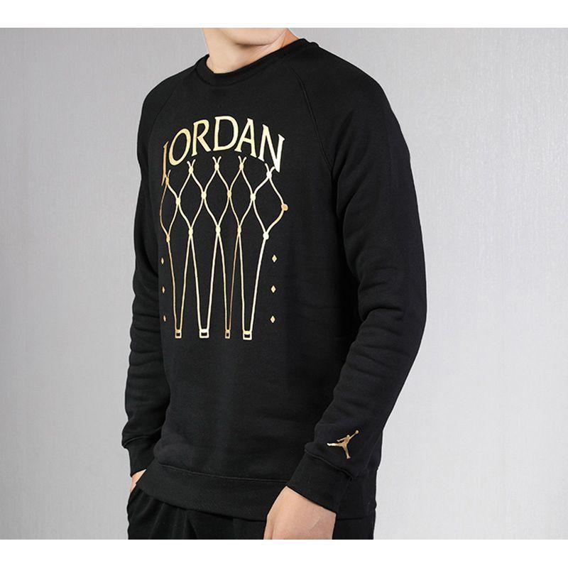 Jordan Fleece Knit Crew Neck Sweatshirt Men Tops Black BQ5746-010