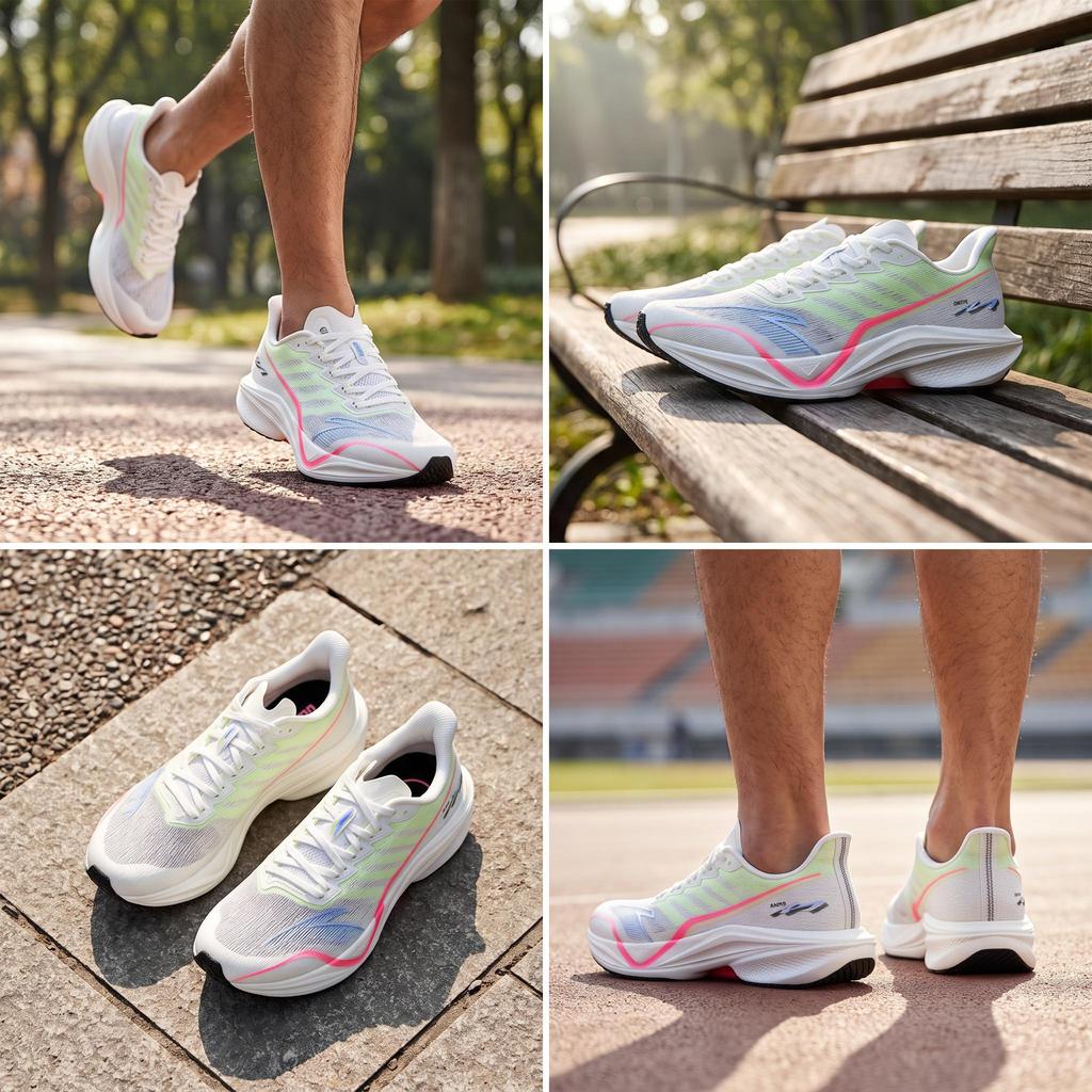 Anta Tecnologia de Nitrogênio Mach 5.0 Moda Confortável Suporte de Absorção de Choque Rebote Cano Baixo Tênis de Corrida Casual Masculino 112525583-9