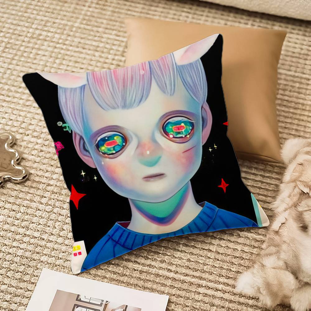 H-Hikari Shimoda Иллюстрации Наволочка Защита от пылевых клещей Невидимая молния Диван-кровать 12x12Inch