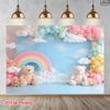 2D 2D Flat Printing Teddy Bear Rainbow Backdrop for Newborn Photoshoot