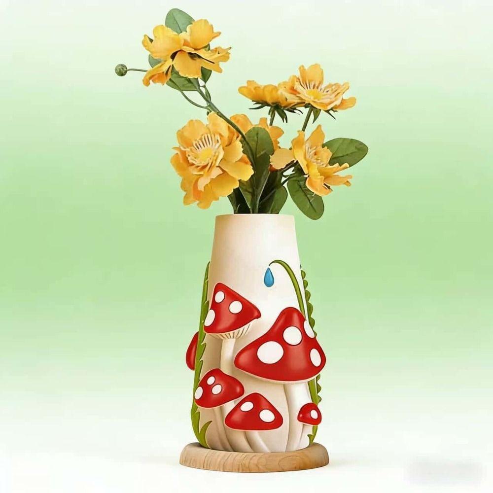 Synthetic Resins Mushrooms Vase Aesthetic Mushrooms Planter  Flower Arrangement
