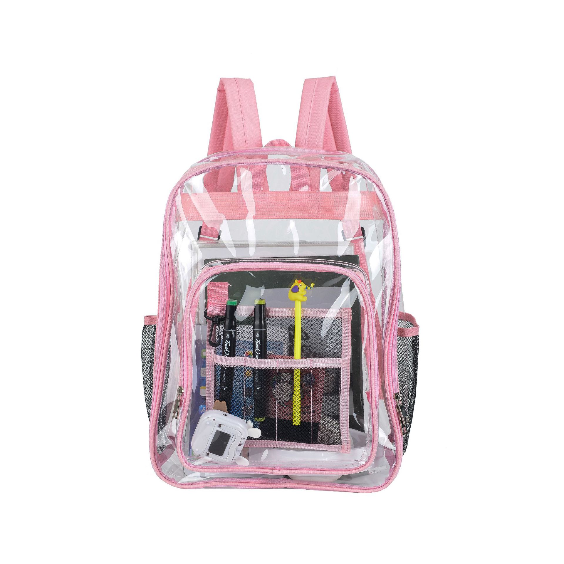 

Waterproof PVC Transparent Backpack Multifunctional Minimalist Large Capacity School Bag for Primary and Middle School Students 36*28*10cm розовый