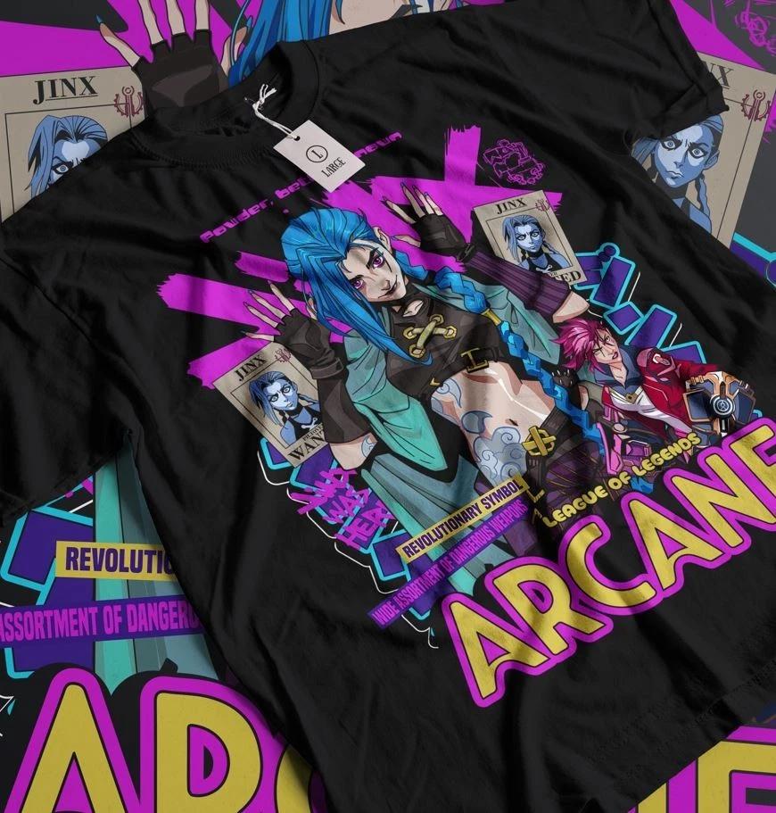 Jinx Arcane TShirt Japanese Anime Cartoon Jinx Arcane Graphic TShirt All Size S