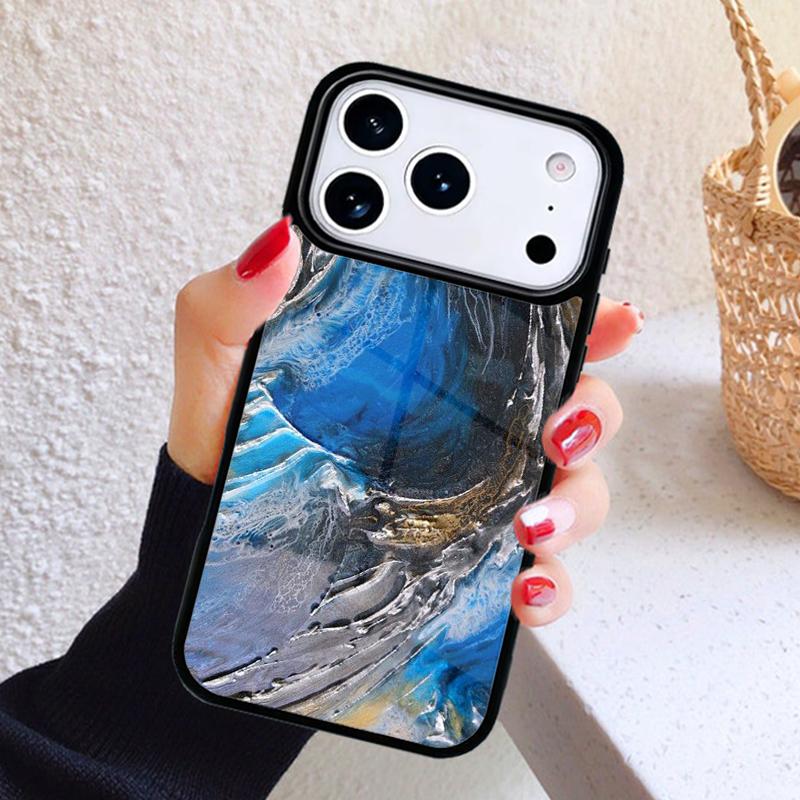 Wood Resin Marble Phone Case For iPhone 17 Air 16 15 14 13 12 11 Pro Max Plus