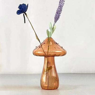 Mini Bud Vase Glass Mushroom Aromatherapy Bottle Hydroponic Flower Decoration Home Decor Nordic Vase Desktop Small Vase