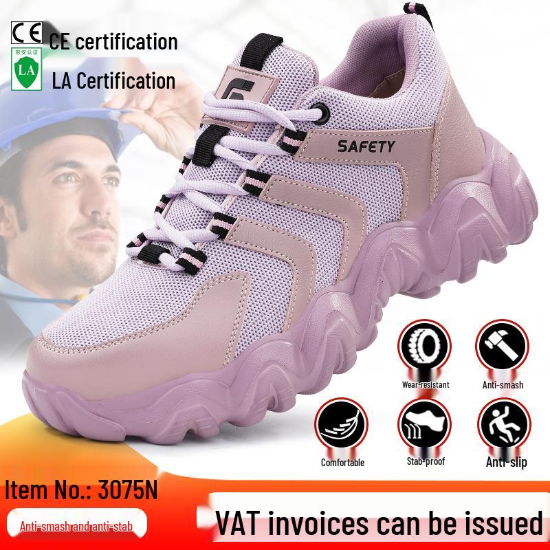 Women's Breathable Steel Toe Safety Shoes - Lightweight, Comfortable, Wear-Resistant, Anti-Smash & Anti-Puncture, Ideal for Summer Work.