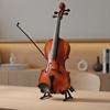 Mini Violin with Sad Music 5 Inch Doll House Decoration Desktop Decor Instrument Model for Children Bedroom Bedside Bookcase