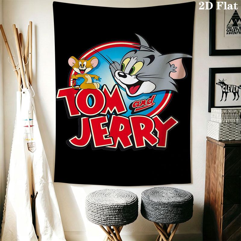 Tom and Jerry A Wall Hanging Printed Fabric Blanket Decorative Tapestries for Bedroom Living Room Home Decor