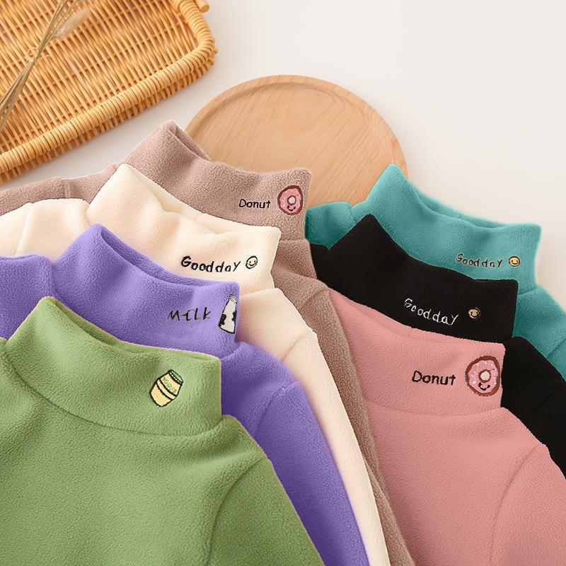Winter Children's Bottoming Shirts Baby Boys Fleece Thickened T-shirts Kids Clothes Toddler Girls Turtleneck Pullovers Sweater