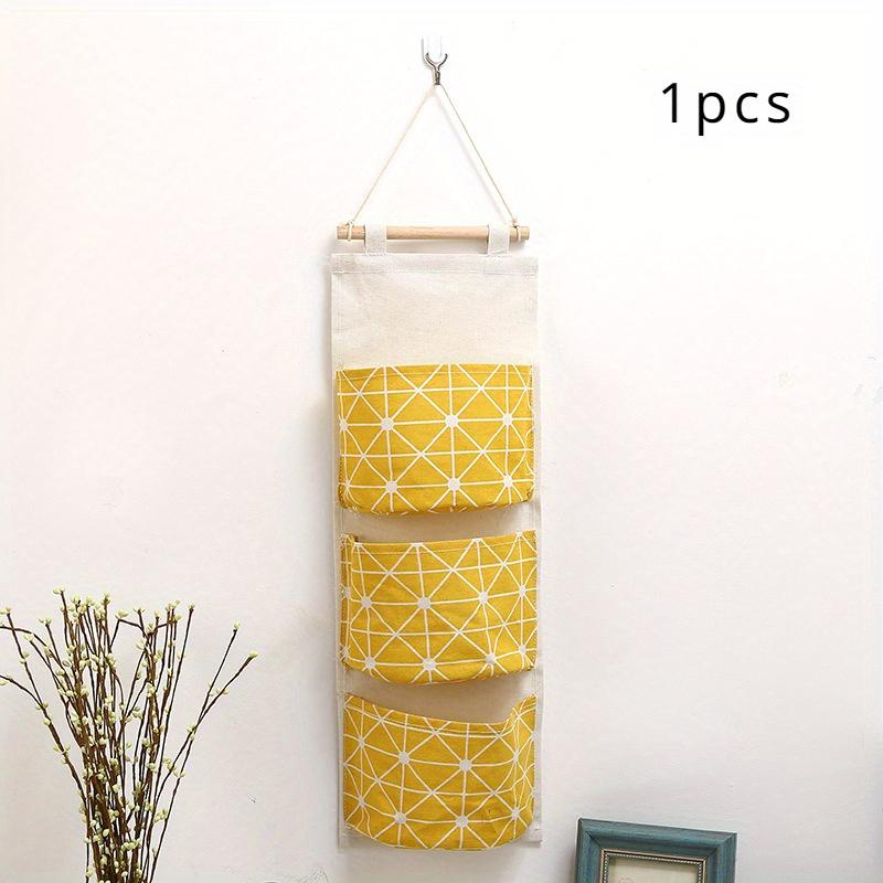 1pcs Decorative Hanging Storage Bag With 3 Pockets, Over The Door Hanging Bag, Wall Mounted Storage Bag Behind The Door,