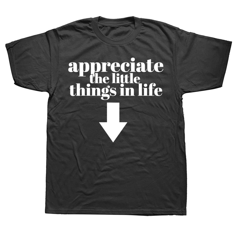 Appreciate The Little Things In Life Arrow Funny Adult Joke Graphic T-shirts Men Tshirt 100% Cotton Loose Oversized T Shirt
