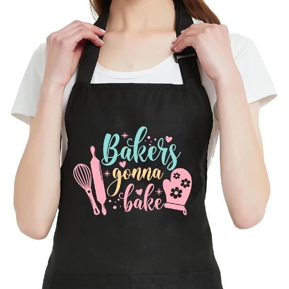Funny Baking Aprons for Women, Cooking Kitchen Aprons with Pockets, Cute Baking Gifts for Bakers Her Mom Birthday Bakers Gonna Baker Black