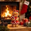 Christmas Gingerbread Man Ornaments Cartoon Wooden Ornament Double-sided Printed Desktop Tabletop Figurines Holiday Decor Decorative Craft for Home