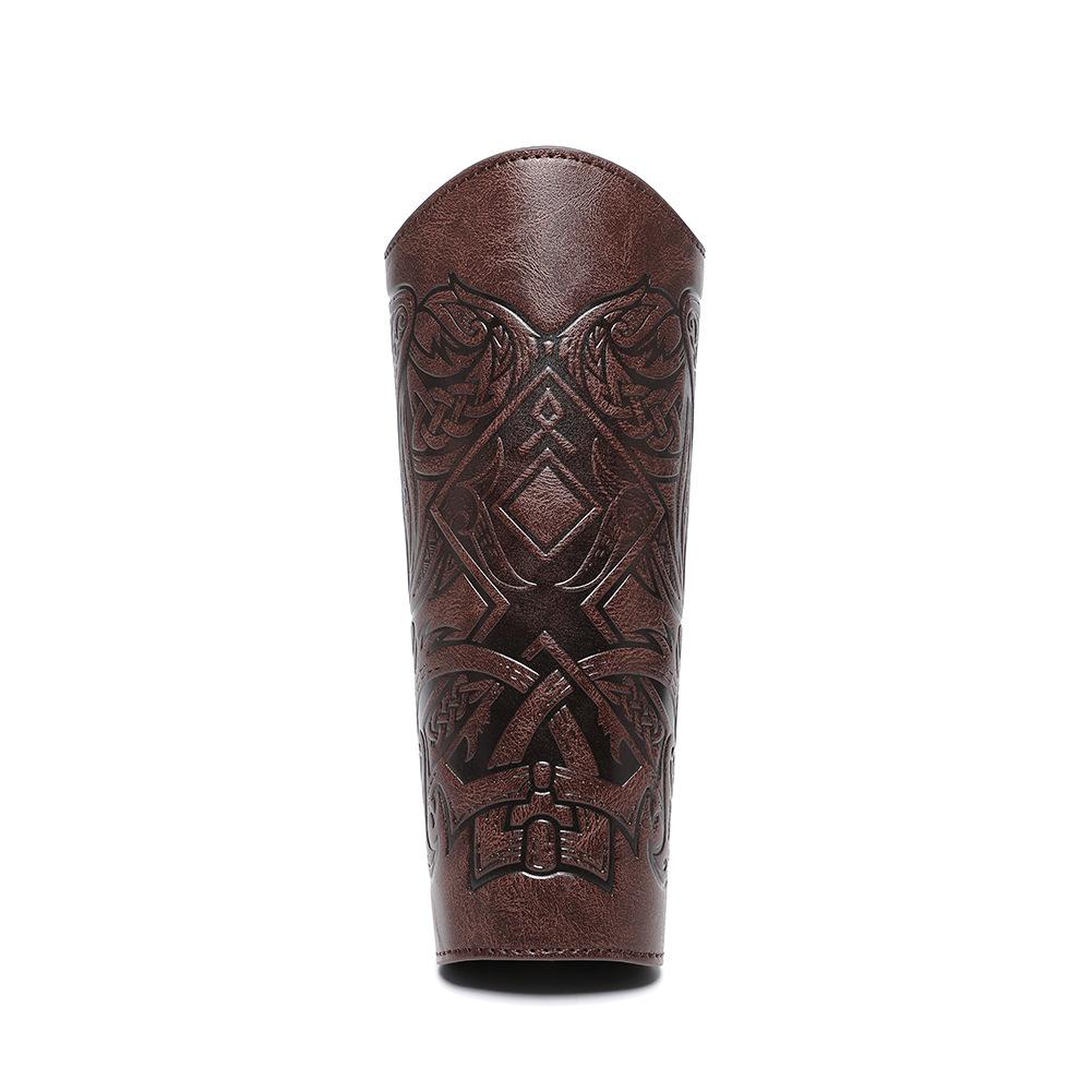 2Pcs Medieval Embossed Vintage Bracers, Knight Faux Leather Arm Guards, Cosplay LARP Stage Costume Accessories Wrist Protectors