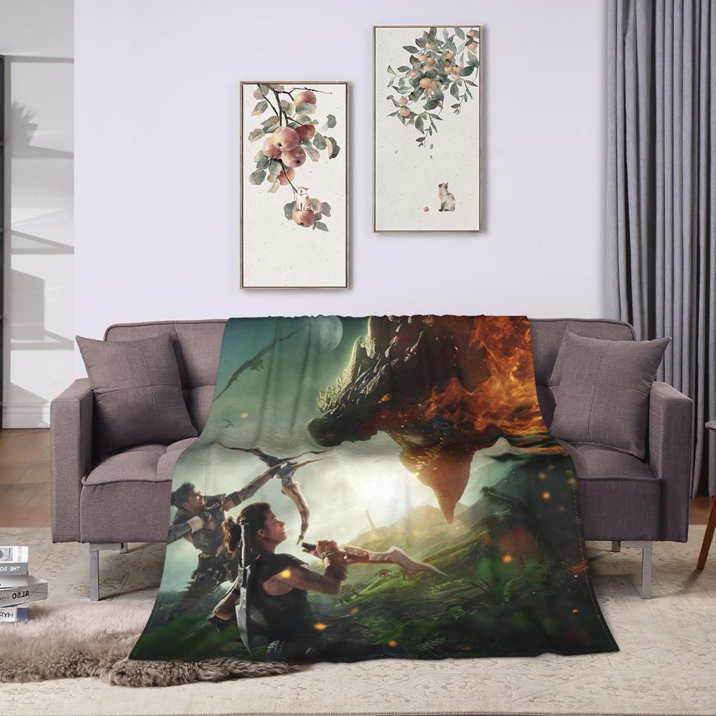 Monster Hunter Wilds Flannel Blanket Spring Soft Durable Throw Blanket for Kids Adult Couch Bed Bedspread Sofa Bed Cover